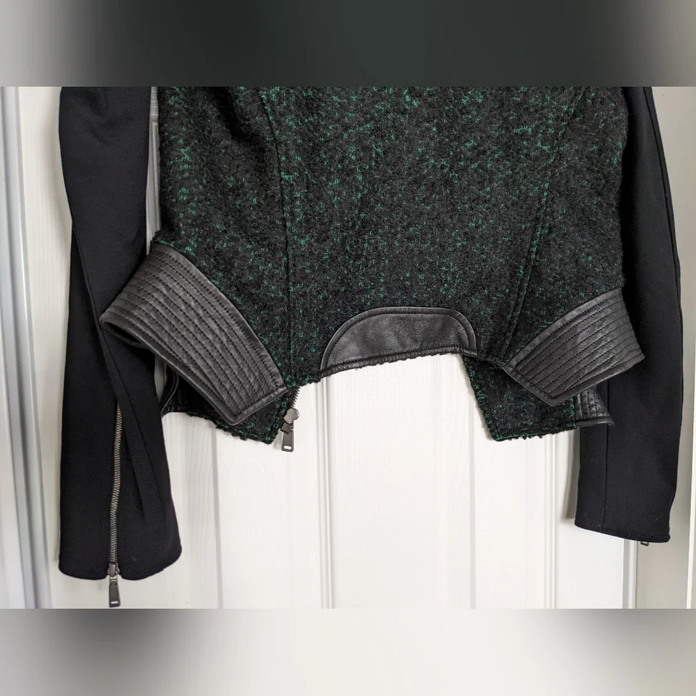 Elie Tahari Francis leather and tweed jacket - Picture 7 of 12